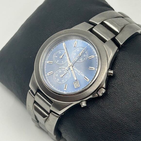 Kenneth Cole KC3179 Men’s Chronograph Watch, 37mm Gray Working New  Battery - Picture 2 of 8